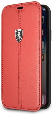 Amazon Com Ferrari Wallet Case For Iphone X And Iphone Xs Genuine Leather Hard Case With Contrasting Red Stitching Finishes Red Easy Snap On Shock Absorption Cover Officially Licensed