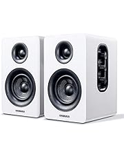 Sanyun SW208 3&#34; Active Bluetooth 5.0 Bookshelf Speakers – 60W Carbon Fiber Speaker Unit - Built-in 24bit DAC Dynamic 3D Surround Sound 2.0 Computer PC Monitor Gaming (Pair, White)