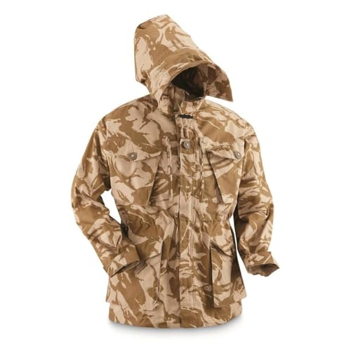 British Army Mens Military Jacket Original Hooded Desert Camouflage Military Surplus Gear Windproof & Breathable, Multicoloured, Medium regular (38"-40")