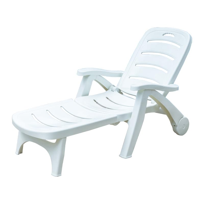 Zero Gravity Chair, Foldable Sun Lounger, Waterproof Weather Resistant Poolside Sleeping Bed, Backrest 4 Position Adjustable Garden Chairs, Outdoor Recliner For Terrace Balcony Patio, White