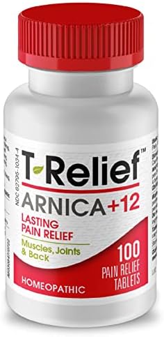 T-Relief Arnica +12 Natural Relieving Actives for Back Pain Joint Soreness Muscle Aches & Stiffness Whole Body Fast-Acting Relief for Women & Men - 100 Tablets