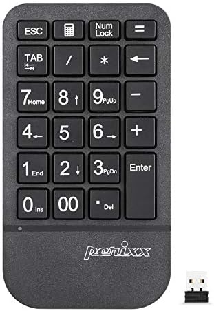 Perixx PERIPAD-705 Teclado Numérico Inalámbrico - para Portátil y Ordenador -Caracteres de impresión Grande - Diseñado para distribución EEUU - Negro