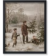 Poster Master Vintage Country Christmas Painting Poster - Retro Winter Print - Forest Art - Holid...