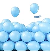 PartyWoo Blue Balloons, 50 pcs 5 Inch Light Blue Balloons, Latex Balloons for Balloon Garland Arc...