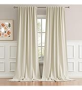 DUALIFE Beige Curtains 102 Length 2 Panels, Cream Blackout Curtains Thermal Insulated Window Trea...