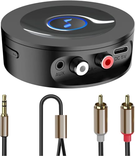 Bluetooth 5.2 Receiver for Home Stereo - AUX Adapter for HiFi, Wired Speakers,with Jack 3.5mm/RCA, Long Range, Low Latency and HD Audio