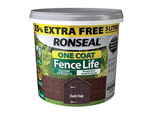 Ronseal RSLFLDON4LAV One Coat Fence Life Dark Oak New 4 Litre +25%