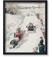 Poster Master Vintage Christmas Poster - Retro Sled Race Print - Winter Wall Art - Holiday Gift f...