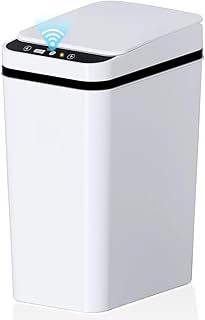 Bathroom Trash Can with Lid Touchless Automatic Garbage Can, 2.2 Gallon Slim Waterproof Motion Sensor Smart Trash Can, Sma...