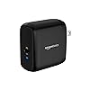 Amazon Basics 65W One-Port GaN USB-C Wall Charger with Power Delivery PD for Laptops, Tablets & Phones (iPhone 16/15/14/13/12/11/X, iPad, MacPro, Samsung, and More), Non-PPS, Black