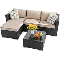 3-Piece Shintenchi Outdoor Wicker Patio Sofa Set (Brown/Black) 