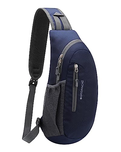 Gisdanchz Sling Bags for Men Women Sling Backpack Small Rucksack Crossbody Shoulder Chest Bag Lightweight Waterproof Travel Hiking Dayapck One Strap Backpack Sling Bag for Women Men, Dark Blue