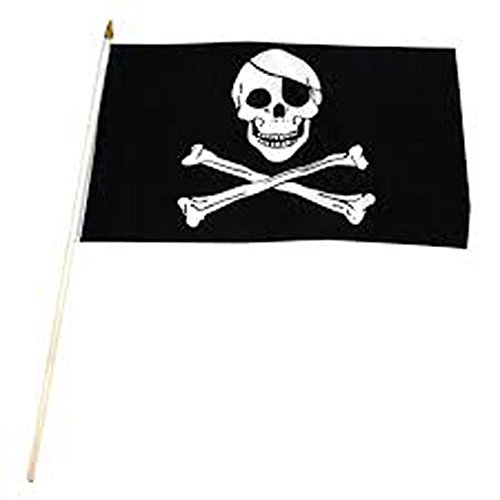 12 (One Dozen) Pirate Skull X Bone Jolly Roger 12 X 18 Flag on Stick