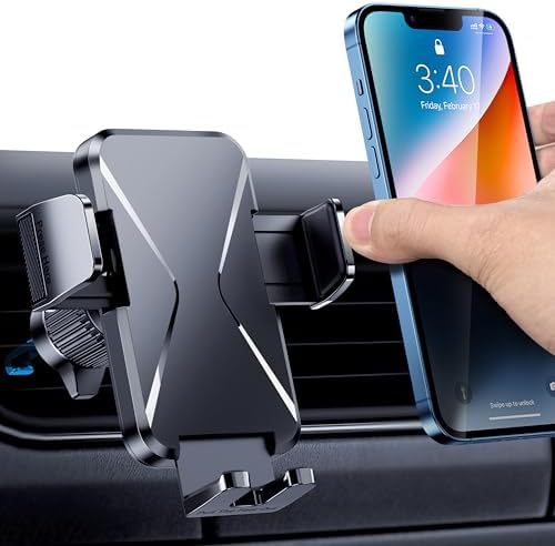 Ossvaln Car Phone Holder Vent [Big Phone Friendly Panel] Car Vent Phone Mount for Car Air Vent 360° Rotate Hands Free Cell Phone Holder for Car Vent Automobile Cradle for All iPhone Android Smartphone