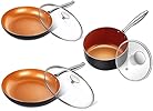 MICHELANGELO 3 Quart Saucepan + 8 Inch +10 Inch Frying Pan with Lid, Ultra Nonstick Coppper Pan Set with Lid, Ceramic Nonstick Pan Set with Lid and Copper Pot and Pan