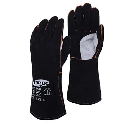 TOPDC Welding Gloves 14 Inches Fire/Heat Resistant Leather For Mig,Tig,Stick,Forge,BBQ,Grill, Fireplace,Wood Stove, Furnace,Pot,Oven