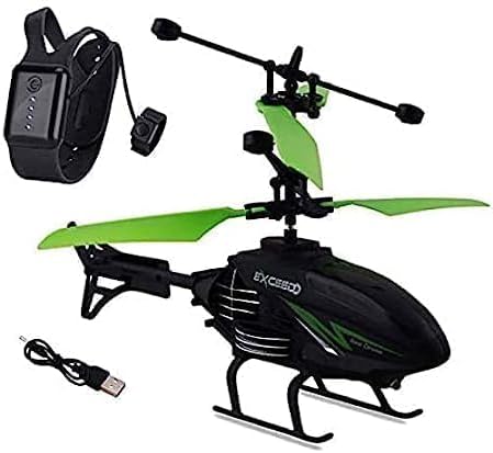 TAMADAA Outdoor Flying Helicopter with Hand Induction Watch | Electronic Radio RC Remote Control Toy | Charging Helicopter with 3D Light & Safety Sensor for Kids(Multi Color)