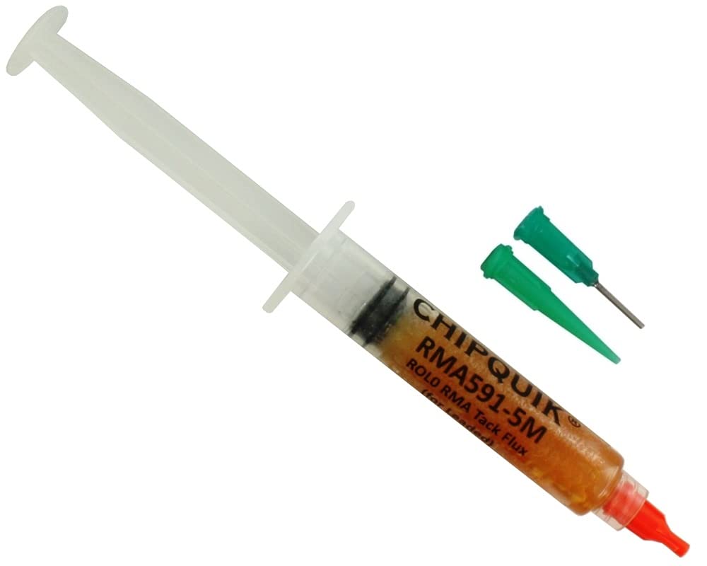 Chip Quik RMA591-5M ROL0 RMA Tack Flux (for Leaded) in 5cc/5g Luer Lock Manual Syringe w/tips