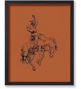 Poster Master Brown Rodeo Poster - Retro Cowboy on Bucking Horse Print - Cowboy Art - Western Art...