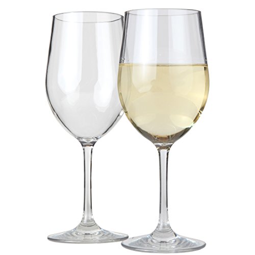 Lilys Home Unbreakable Chardonnay White Wine Glasses Made of Shatterproof Tritan Plastic For Indoor and Outdoor Use Reusable and Dishwasher-Safe Crystal Clear 12 oz Each Set of 2