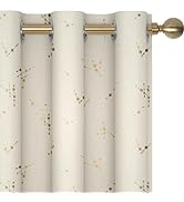 Deconovo Beige Blackout Curtains 84 inches Long 2 Panels, Constellation Pattern Foil Printed Curt...