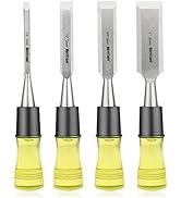 4 Piece Wood Chisel Set for Woodworking, CR-V Steel Beveled Edge Sharp Blade with Caps, Extra Lar...