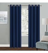 MYSKY HOME Bedroom Curtains 84 Inch Long Blackout Curtains for Living Room Blue Curtains Grommet ...