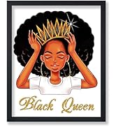 Poster Master Black Queen Poster - African American Print - Afro Queen Art - Black Girl Art - Tre...