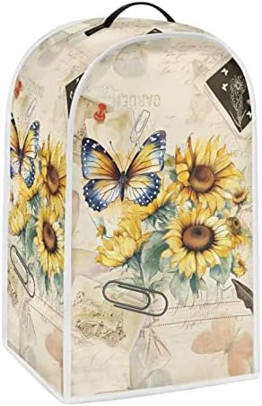 NETILGEN Blender Cover Kitchen Appliance Cover Anti Fingerprint Dust Protection Washable Coffee Machine Cover Food Processor Dust Cover Stand Mixer Cover with Top Handle, Butterfly Sunflower Retro