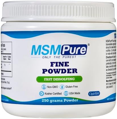 KALA HEALTH MSMPure Fine MSM Powder Crystals – Organic Sulfur for Joint Flexibility, Skin Appearance, and Hair & Nail Support – 8.8 oz, USA Made, Distilled Flakes