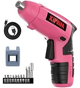 Small Women Pink Electric Screwdriver,Kiprim ES5 Cordless Screwdriver Tool with Rechargeable Batt...