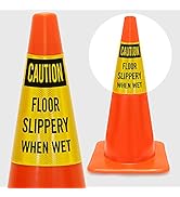 SmartSign “Caution - Floor Slippery When Wet” Cone Message Collar/Sleeve, Prismatic Reflective Vi...