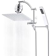 Hibbent All Metal 10'' Filtered Rainfall Shower Head with Handheld Combo, High Pressure Shower Wa...