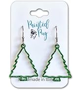 Acrylic Green Christmas Tree Earrings for Women - Festive Holiday Statement Jewelry Handmade by T...