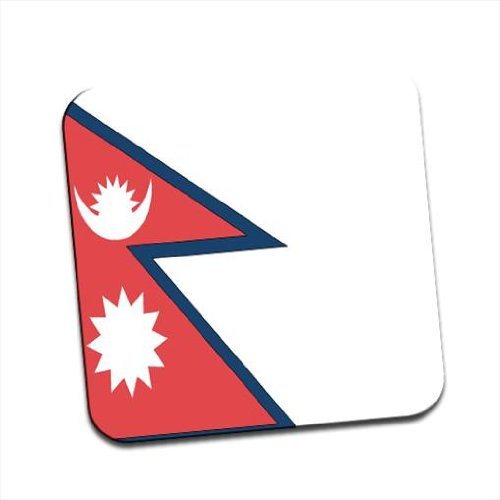 Nepal Flag Single Premium Glossy Wooden Coaster