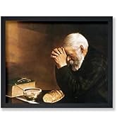 Poster Master Vintage Grace Painting Poster - Retro Man Praying Over Bread Print - Gratitude Art ...