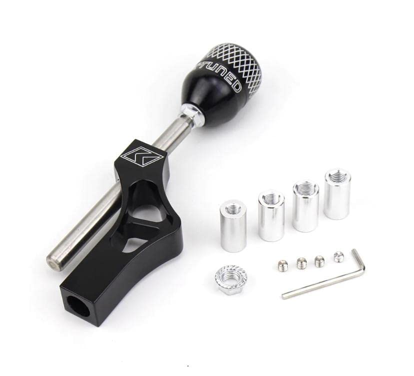 AUTO MT JDM CAR Accessories Gear Shift Knob Lever Adjustable Extender ++ Gear Shift KNOB Height Lever Extension Car Gear Shifter Extender Kit with 4 Adapters (Black Gear Extension + Black Gear KNOB)