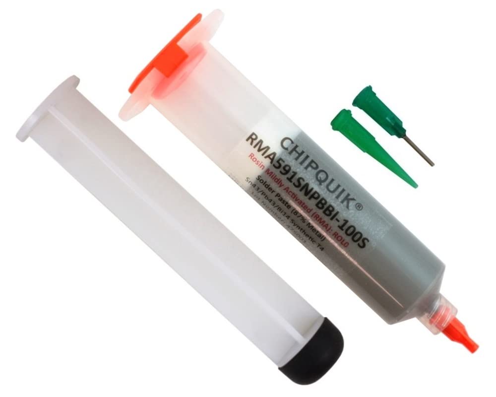 Chip Quik RMA591SNPBBI-100S RMA Solder Paste Sn43/Pb43/Bi14 T4 (100g Syringe)