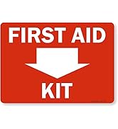 "First Aid Kit" Label with Down Arrow by SmartSign | 10" x 14" Laminated Vinyl