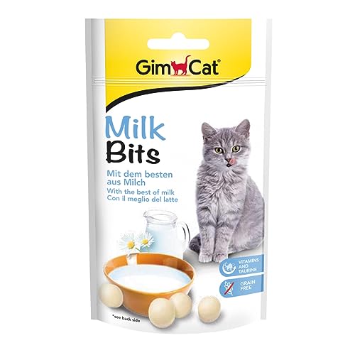 GimCat Milk Bits - Spannmålsfria och vitaminrika kattsnacks innehållande det bästa som finns i mjölken - 8 st-förpackning (8 x 40 g)