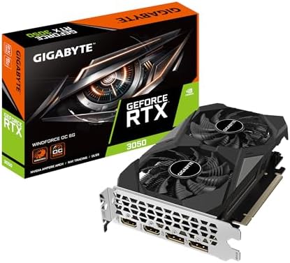 GIGABYTE GeForce RTX 3050 WINDFORCE OC 6G Graphics Card, 2X WINDFORCE Fans, 6GB GDDR6 96-bit GDDR6, GV-N3050WF2OC-6GD Video Card