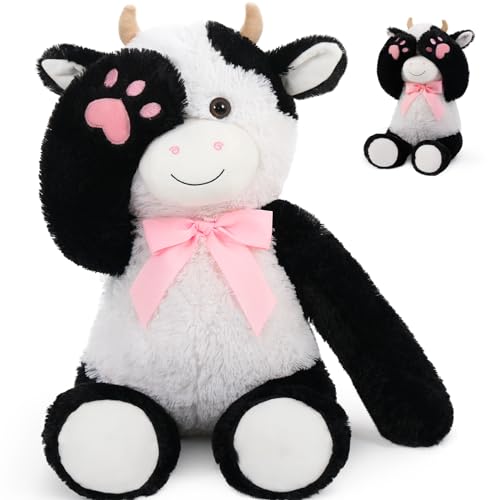 MaoGoLan Cow Stuffed Animal,Big Fluffy Valentine Plush Cow Toy for Girlriend,24