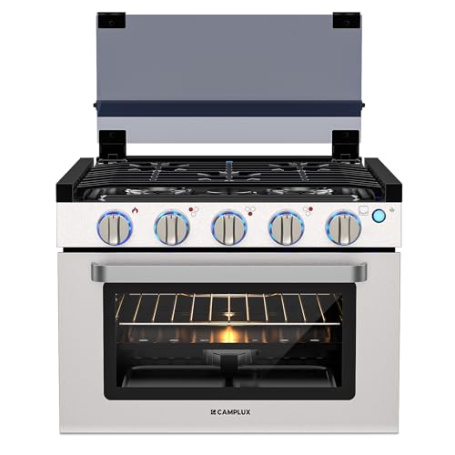 CAMPLUX RV Stove Gas Range 17 inches Tall, Gas Range Oven with 3 Burners Cooktop for RV, RGS17MSF, Stainless steel