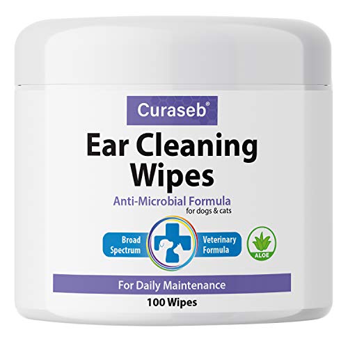 Curaseb Cat and Dog Ear Wipes - Otic Advanced Veterinary Ear Cleaner - No Sting Alcohol Free Formula - 100 Wipes