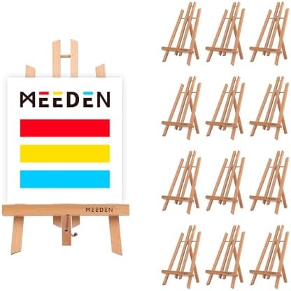 MEEDEN 16" Tall Tabletop Easel - 12PCS Medium Tabletop Display Solid Beech Wood Easel, for Artist Kids Adults Classroom/Parties Painting Display, Standing Easel, Hold Canvas Art up to 14" High