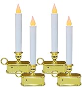 SUNSGNE 9 Inch Battery Operated Window Candles with LED Flameless Flicker Lights, 4 Pack Christma...