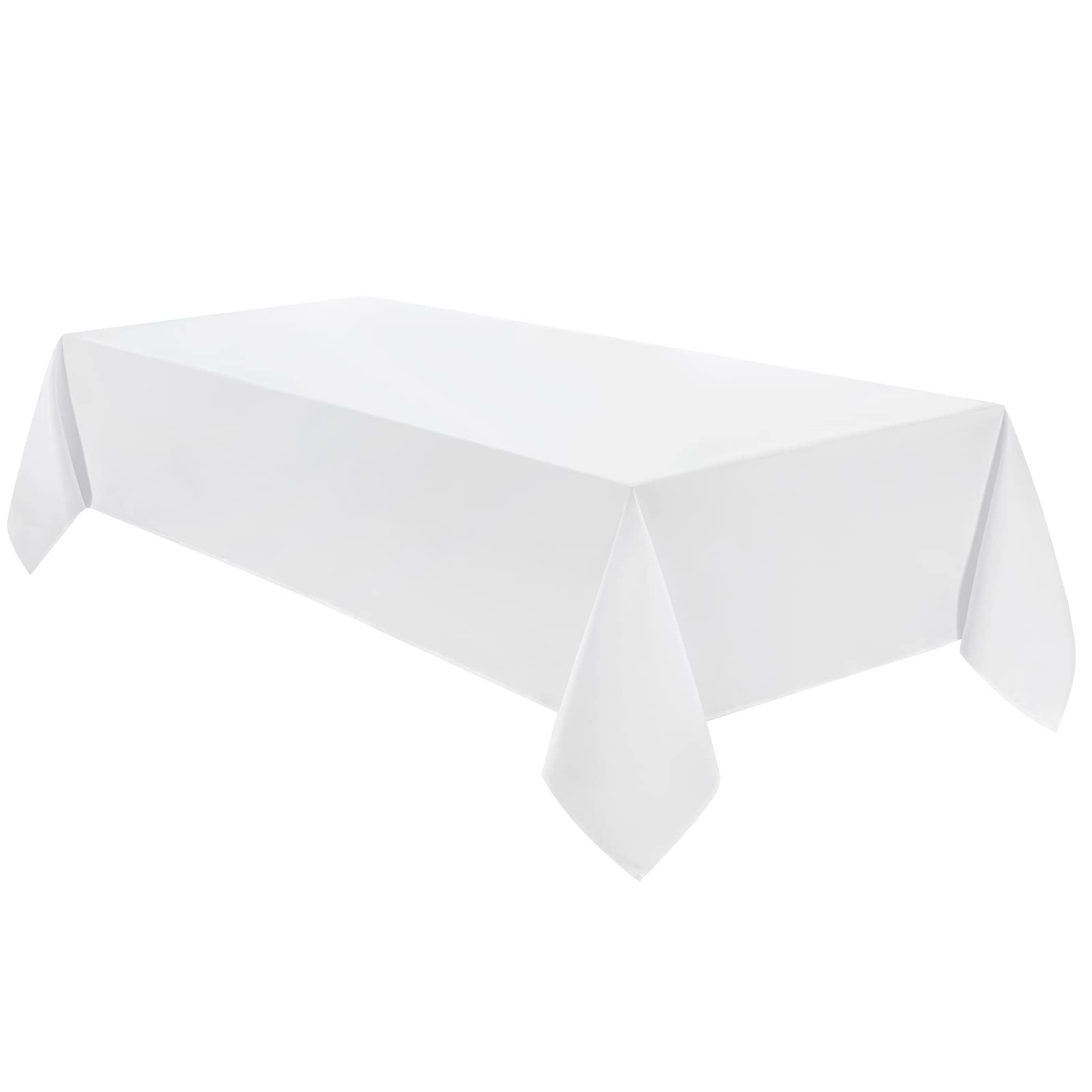 VidaFete 60*102inch Rectangle Tablecloth Polyester Table Cloth，Stain Resistant and Wrinkle Polyester Dining Table Cover for Kitchen Dinning Party Wedding Rectangular Tabletop Buffet Decoration(White)