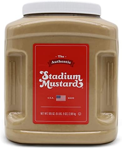 The Authentic Stadium Mustard. Bulk Food Service Jug. From Cleveland's Famed Municipal Stadium. The Classic Condiment for Hot Dogs and Hamburgers. Gluten Free, Sugar Free, Kosher 105oz (Pack Of 1)