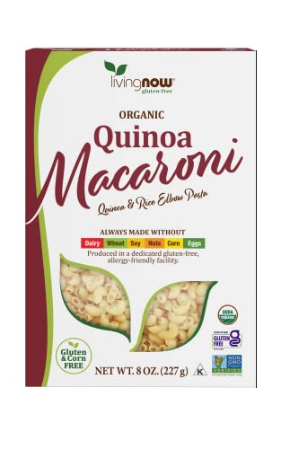 quinoa pasta gluten free - NOW Foods, Organic Quinoa Macaroni, Gluten-Free, Corn-Free, Non-GMO Elbow Pasta, 8-Ounce