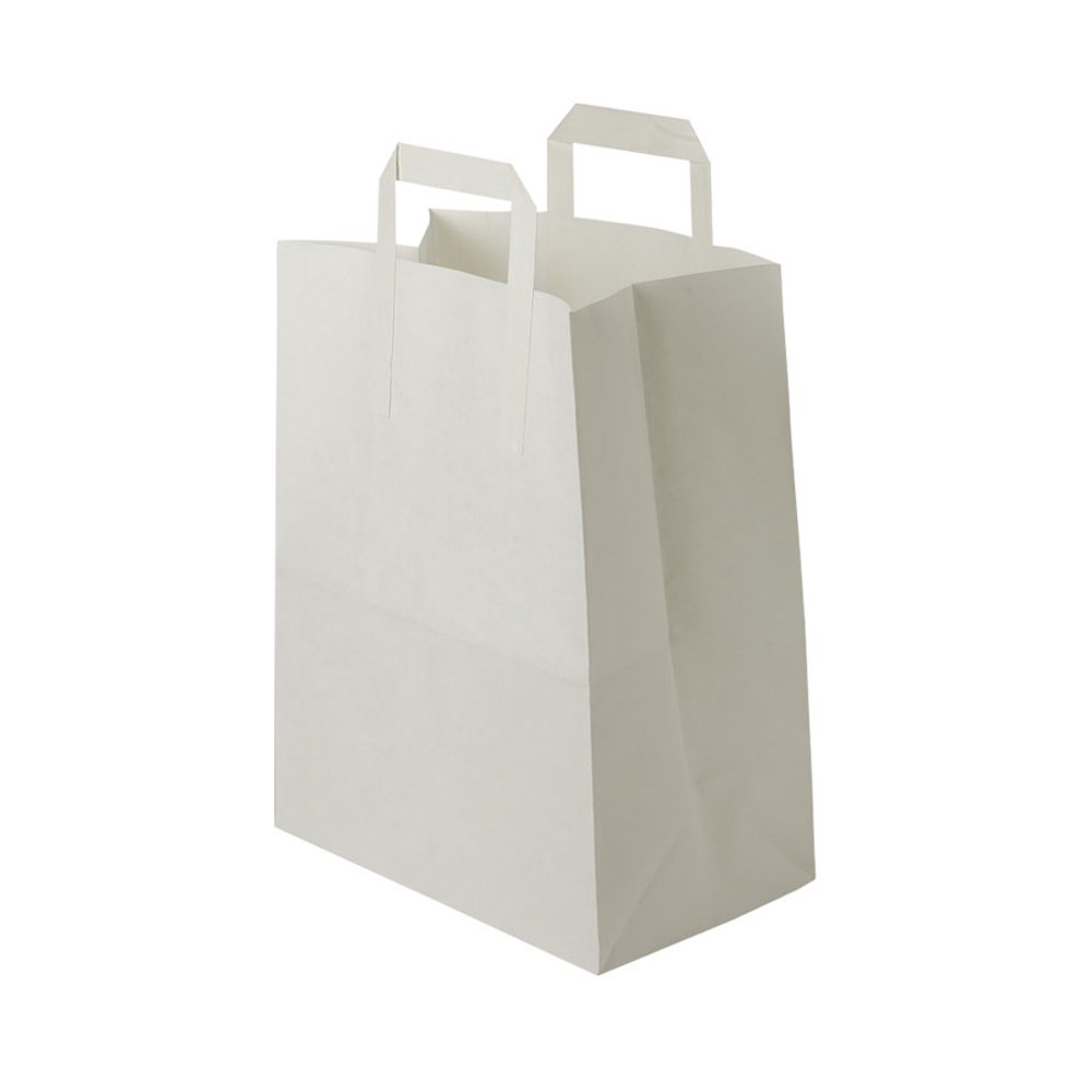 GREENBOX White Paper Bags with Handle, Environmentally Friendly Paper Bag Made of Kraft Paper, Gift Bag Biodegradable, Compostable Bags, 25 x White Paper Carrier Bags with Handle 26 x 12 x 35 cm